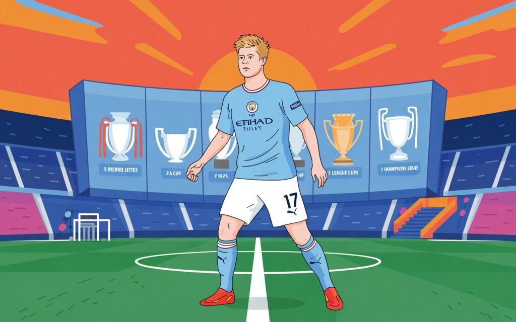 A Legacy of Greatness
De Bruyne joined Manchester City in 2015 from Wolfsburg for a club record transfer fee of £55 million, and he has redefined the position of a total midfielder. With his vision, passing range, and his ability to work for 90 minutes, he has been the heartbeat of Pep Guardiola’s successful side. In 382 appearances, over nine seasons, he scored an incredible 98 goals and assisted 162 times, contributing to Manchester City's pursuit of many trophies, including:
5 Premier League titles
2 FA Cups
5 League Cups
1 UEFA Champions League